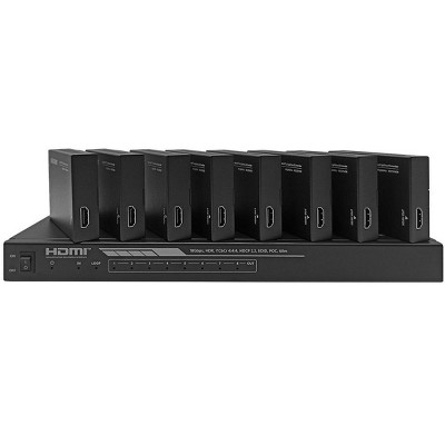 Monoprice Blackbird 4K HDMI 2.0 1x8 Splitter Extender Complete Solution Kit-- 18Gbps, HDR, 4K@60Hz, YCbCr 4:4:4, HDCP 2.2, Cat6/6a/7 with IR, Loop