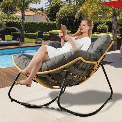 Grungis Cotton Rocking Chairs,Egg Rattan Wicker Accent Chairs,Comfy Chairs for Living Room,Bedroom