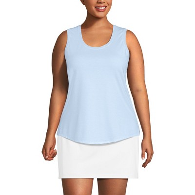 Lands' End Women's Sleeveless Power Performance Scoop Neck Curved Hem Tunic Tank