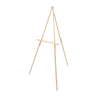 Creative Mark Thrifty 66” Inch Tall Wood Tripod Sign & Display Floor Easel – Foldable, Adjustable Tray Chain
