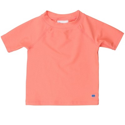 RuggedButts Toddler Boys UPF50+ Short Sleeve Rash Guard - Coral, 2T