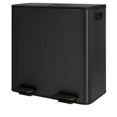 2 x 10.6 Gallon Stainless Steel Double Trash Can with Lid for Kitchen