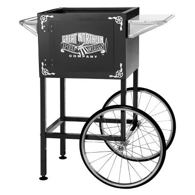 Great Northern Popcorn 8 oz. Vintage Replacement Cart with Shelf, Push Handle and Bicycle-Style Wheels for Lincoln Style Popcorn Machines - Black