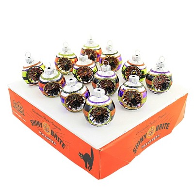 Shiny Brite 1.75 In Rounds With Spider Reflectors Halloween , Ornament Halloween Striped (12PC)