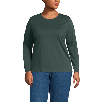 Lands' End Women's Relaxed Supima Cotton Long Sleeve Crew Neck T-Shirt