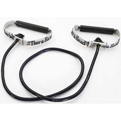 THERABAND Resistance Tubing, Hard PVC Handles, 48 IN, Blue, Extra Heavy Thickness, 5.8 LBS Resistance, Level 5