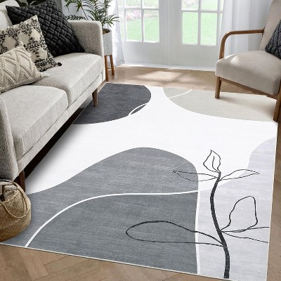 Washable Modern Abstract Area Rug, Thin Non-Slip Carpet for Living Room Bedroom Dining Room, Soft Indoor Entryway Rug
