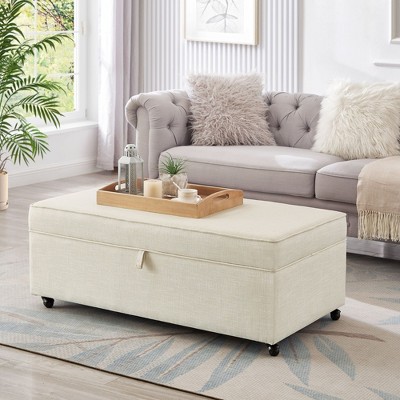 NicBex Storage Bench Ottoman with Storage Modular Sectional Ottoman with Wheels for Bedroom and Entryway