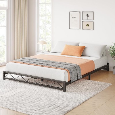 6 Inch King Size Metal Platform Bed Frame with Wavy Pattern King Bed Frame with Steel Slat Support Mattress Foundation No Box Spring Needed Easy Asse
