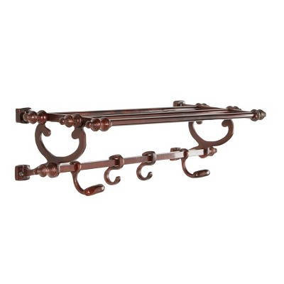24" x 6" Modern Copper Finish Aluminum Wall Hook Shelf - Olivia & May: Vertical, No Assembly Required