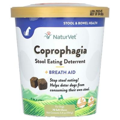 NaturVet Coprophagia, Stool Eating  Deterrent, + Breath Aid, For Dogs, 70 Soft Chews, 5.4 oz (154 g)