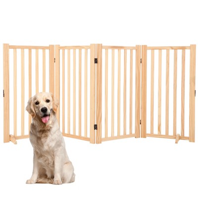 Wooden Freestanding Dog Gate,  Collapsible Pet Gate with Support Feet, Indoor Dog Fence  for The House,Doorways, Stairs，Expandable Pet Fence