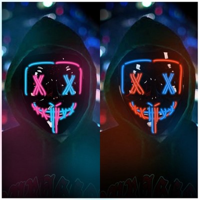 Garvee 2Pack Light up Mask LED Mask-Scary Masks, Glow Neon Mask Costume Mask with 3 Lighting Modes