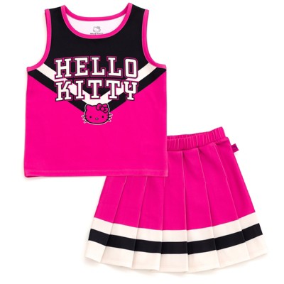 Hello Kitty Scuba Cheerleader Tank Top Pleated Skirt Outfit Set Toddler
