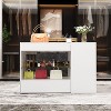 FUFU&GAGA White Glass-Drawer Buffet Island Storage Display Organizer Unit Closet - 3 of 4