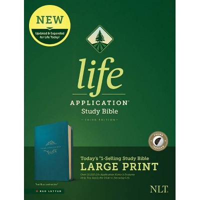 NLT Life Application Study Bible, Third Edition, Large Print (Leatherlike, Teal Blue, Indexed) - by  New Living Translation (Leather Bound)