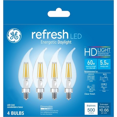 GE 4pk 60W Refresh LED Decorative Light Bulbs Daylight