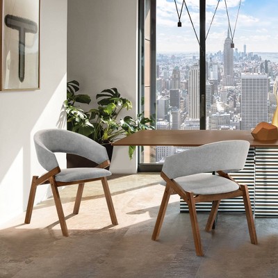 Set of 2 Talulah Fabric Veneer Dining Chairs - Armen Living