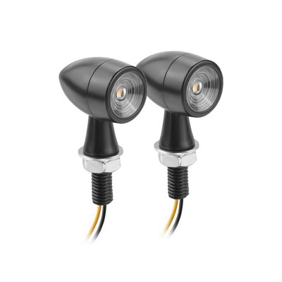 1 pair of aluminum LED lights+motorcycle PC, mini flash, waterproof, anti-collision, retro style, metal, 2 packs