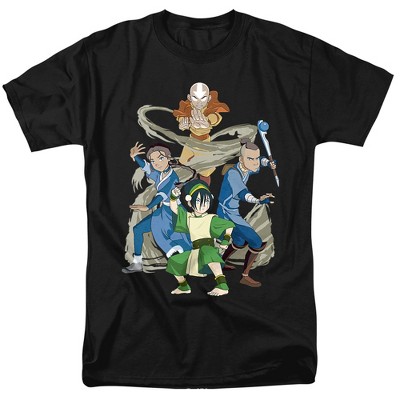 Avatar The Last Airbender Team Avatar Elements Adult T-Shirt Black