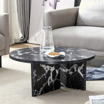 KIGFTSOD Versatile MDF Round Coffee Table for Various Interior Styles, Exhibiting Modern Minimalism and Nordic Charm