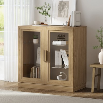 MAYEERTY Freestanding Storage Cabinet Wooden Decorative Cabinets for Home, Office, Small Space, Brown, 31*31*16in