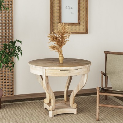 NicBex Farmhouse Round Dining Table Kitchen Table Small Size Table with Curved Legs for Dining Room