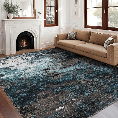 coucheta Multi-size Washable Modern Area Rugs, Abstract Non-Shedding Low Pile Accent Carpet with Non-Slip Backing, for Living Room, Bedroom, Dining