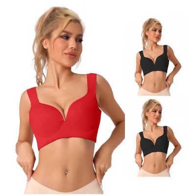 INSPIRE CHIC Women's Wirefree Bra Full Coverage Push Up Vest Bralettes 3 Packs