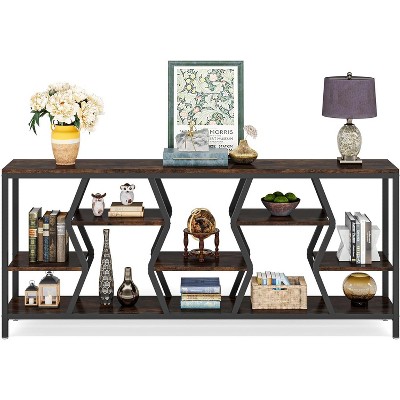 Tribesigns 70.9 Inches Sofa Console Table with 4 Tier Wood Storage Shelves
