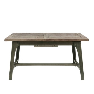Ink+Ivy Oliver Extendable Dining Table Gray: Self-Storing Leaf, Seats Six, Antique Bronze Legs