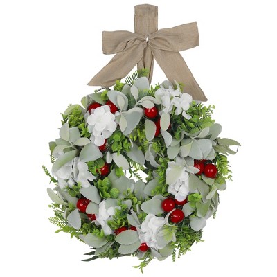 Unique Bargains Christmas Artificial Flower Wreaths with Berries for Front Door and Home Decor