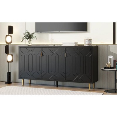 Kumasinova 65" Luxury TV Console with 3 Doors&Shelves for TV up to 70",Stylish Particle Board Entertainment Center TV Stand for Living Room