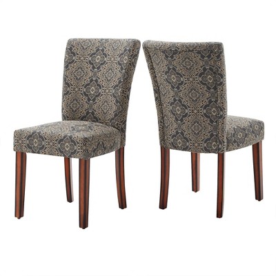 Set of 2 Reeves Print Parsons Dining Side Chairs Damask - Inspire Q